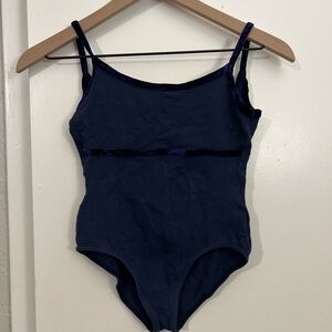 Blue Ballet leotard with Spaghetti velvet Straps, Japanese brand